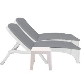 Roma 3-Piece Chaise Lounger Set w/cushion-White - Hospitality Rattan RBO-ROMA-WHT-3CL-CUSH