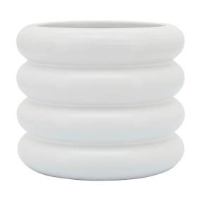 Ceramic 8" Bibendum Planter In White Color - Sagebrook Home 16775-02
