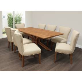 Bradley 79" Solid Acacia Wood Dining Table with 4 sets of Howell Ivory Chairs  - Moti