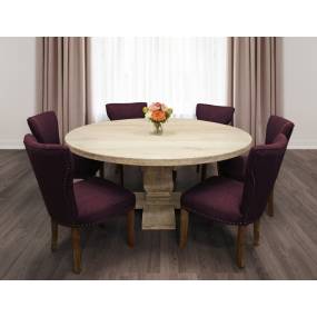 Benedict 70" White Round Dining Table with 3 Sets of Howell Chairs - Purple  - Moti