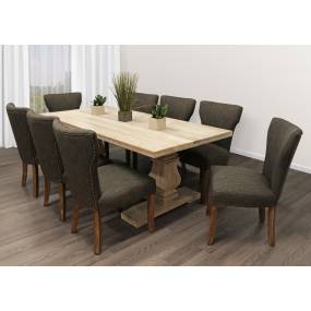 Benedict 81" Distressed White Dining Table with 4 SETS of Howell Dark Grey Chairs  - Moti