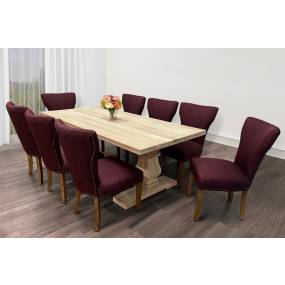 Benedict 81" Distressed White Dining Table with 4 SETS of Howell Purple Chairs  - Moti