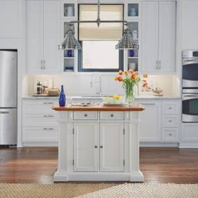 Kitchen Island White and Distressed Oak Finish - Homestyles Furniture 5002-94