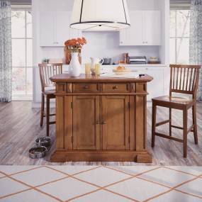 Kitchen Island and Stools Distressed Oak - Homestyles Furniture 5004-948