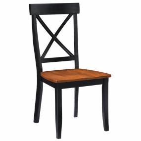 Dining Chairs Black and Cottage Oak Finish Pair - Homestyles Furniture 5168-802
