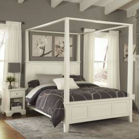 Naples White Queen Canopy Bed and Night Stand - Homestyles Furniture 5530-5102