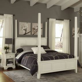 Naples White Queen Poster Bed and Night Stand - Homestyles Furniture 5530-5202