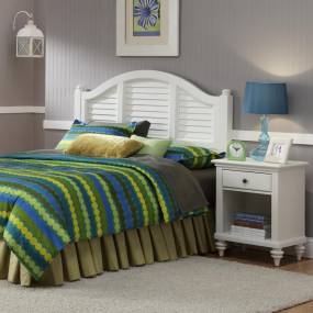 Bermuda Headboard and Night Stand Brushed White Finish - Homestyles Furniture 5543-5015