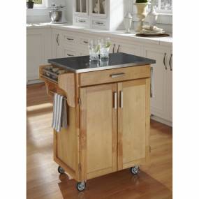 Cuisine Cart Natural Finish Stainless Top - Homestyles Furniture 9001-0012