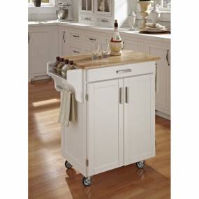 Cuisine Cart White Finish with Natural Wood Top - Homestyles Furniture 9001-0021