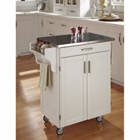Cuisine Cart White Finish Stainless Top - Homestyles Furniture 9001-0022