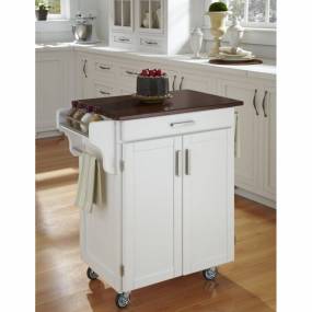 Cuisine Cart White Finish with Cherry Top - Homestyles Furniture 9001-0027G
