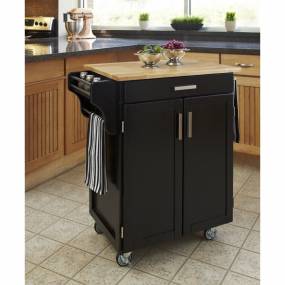 Cuisine Cart Black Finish with Wood Top - Homestyles Furniture 9001-0041