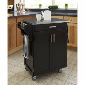 Cuisine Cart Black Finish Stainless Top - Homestyles Furniture 9001-0042