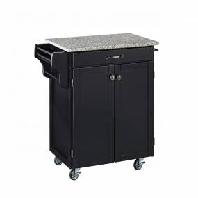 Cuisine Cart Black Finish SP Granite Top - Homestyles Furniture 9001-0043
