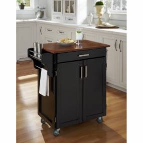 Cuisine Cart Black Finish with Oak Top - Homestyles Furniture 9001-0046G