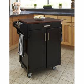 Cuisine Cart Black Finish with Cherry Top - Homestyles Furniture 9001-0047G