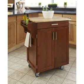 Cuisine Cart Warm Oak Finish with Wood Top - Homestyles Furniture 9001-0061