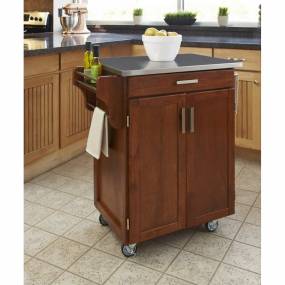 Cuisine Cart Warm Oak Finish Stainless Top - Homestyles Furniture 9001-0062