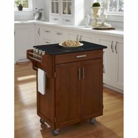 Cuisine Cart Warm Oak Finish Black Granite Top - Homestyles Furniture 9001-0064