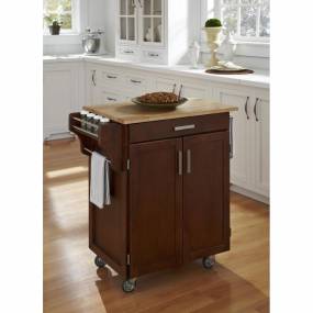 Cuisine Cart Cherry Finish with Wood Top - Homestyles Furniture 9001-0071