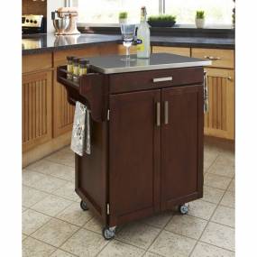 Cuisine Cart Cherry Finish Stainless Top - Homestyles Furniture 9001-0072
