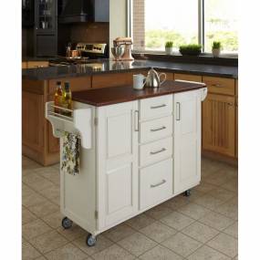 Create-a-Cart White Finish with Cherry Top - Homestyles Furniture 9100-1027G