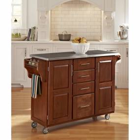 Create-a-Cart Warm Oak Finish Stainless Top - Homestyles Furniture 9100-1062