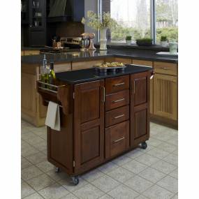 Create-a-Cart Warm Oak Finish Black Granite Top - Homestyles Furniture 9100-1064