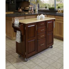 Create-a-Cart Cherry Finish with Wood Top - Homestyles Furniture 9100-1071