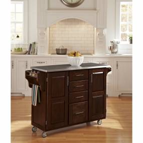 Create-a-Cart Cherry Finish Stainless Top - Homestyles Furniture 9100-1072