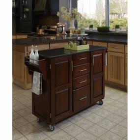 Create-a-Cart Cherry Finish Black Granite Top - Homestyles Furniture 9100-1074