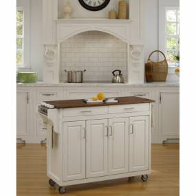 Create-a-Cart White Finish with Oak Top - Homestyles Furniture 9200-1026G