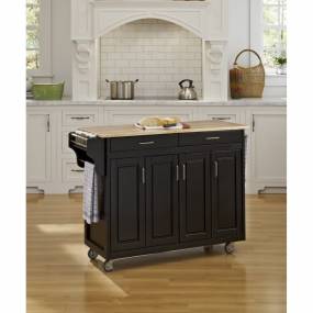 Create-a-Cart Black Finish with Wood Top - Homestyles Furniture 9200-1041