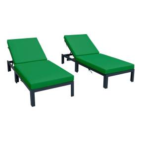 LeisureMod Chelsea Modern Outdoor Chaise Lounge Chair With Cushions Set of 2 - Leisuremod CLBL-77G2