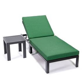 LeisureMod Chelsea Modern Outdoor Chaise Lounge Chair With Side Table & Cushions - Leisuremod CLTBL-77G