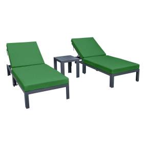 LeisureMod Chelsea Modern Outdoor Chaise Lounge Chair Set of 2 With Side Table & Cushions - Leisuremod CLTBL-77G2