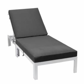 LeisureMod Chelsea Modern Outdoor White Chaise Lounge Chair With Cushions in Black - LeisureMod CLW-77BL
