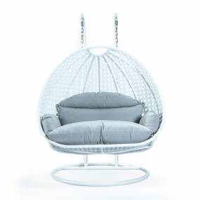 Wicker Hanging 2 person Egg Swing Chair in Light Grey - LeisureMod ESCW-57LGR