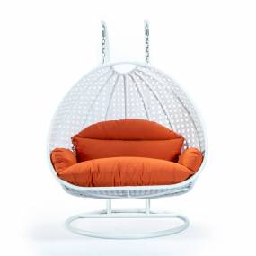 Wicker Hanging 2 person Egg Swing Chair in Orange - LeisureMod ESCW-57OR