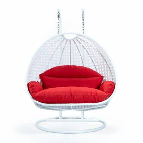 Wicker Hanging 2 person Egg Swing Chair in Red - LeisureMod ESCW-57R