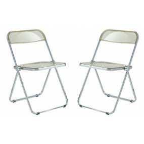 Lawrence Acrylic Folding Chair With Metal Frame, Set of 2 - LeisureMod LF19A2