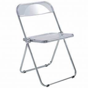 Lawrence Acrylic Folding Chair With Metal Frame - LeisureMod LF19CL