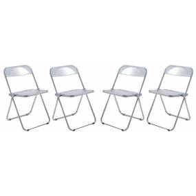 Lawrence Acrylic Folding Chair With Metal Frame, Set of 4 - LeisureMod LF19CL4