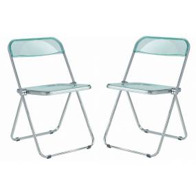 Lawrence Acrylic Folding Chair With Metal Frame, Set of 2 - LeisureMod LF19G2
