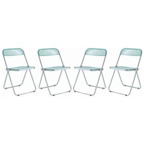 Lawrence Acrylic Folding Chair With Metal Frame, Set of 4 - LeisureMod LF19G4