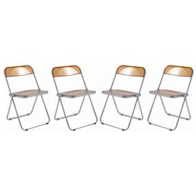 Lawrence Acrylic Folding Chair With Metal Frame, Set of 4 - LeisureMod LF19OR4
