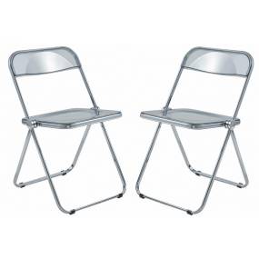 Lawrence Acrylic Folding Chair With Metal Frame, Set of 2 - LeisureMod LF19TBL2