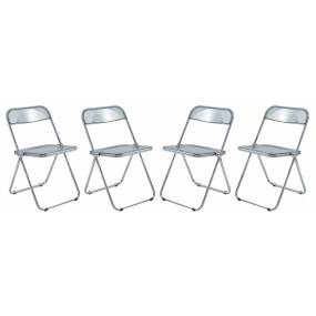 Lawrence Acrylic Folding Chair With Metal Frame, Set of 4 - LeisureMod LF19TBL4