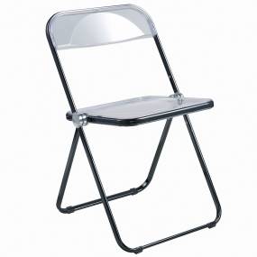Lawrence Acrylic Folding Chair With Black Metal Frame - LeisureMod LFCL19BL